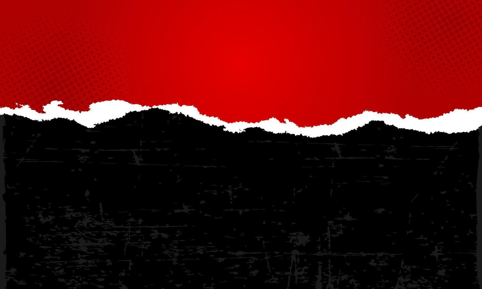 Pop art comic background with torn paper, red dot halftone effect. Comic book cartoon speech bubble for text. Cartoon red background for text template. vector