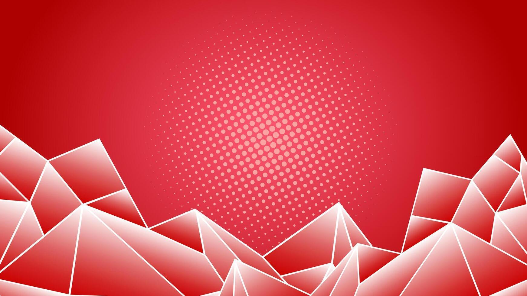 Abstract prismatic red background with a red and white design of ice crystals diamond, gems, white rocks element and space text for wallpaper, banner, event, flyer vector