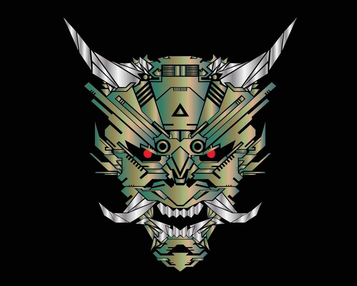 a robot head with horns on it vector
