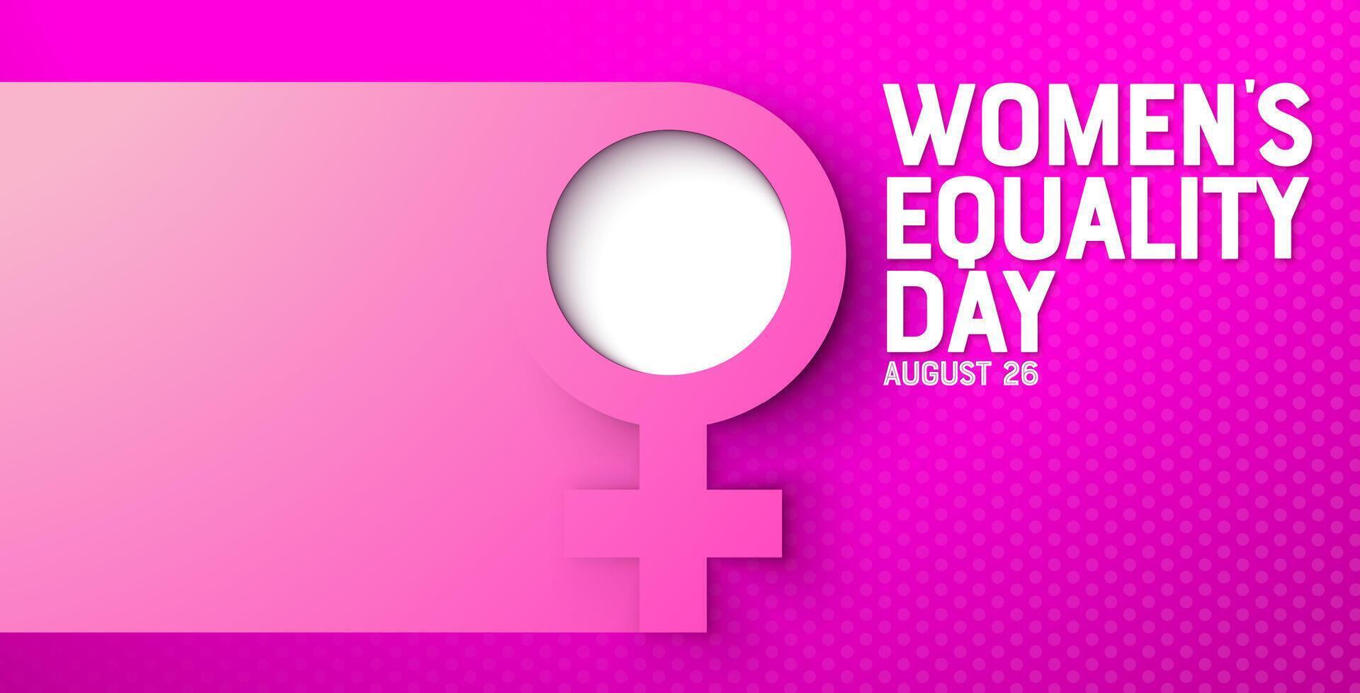Women's Equality Day Banner Design with Female Symbol and Typography Lettering on Pink Background. August 26 National Feminine Holiday in United States. USA Celebration Template for Flyer, Greeting vector