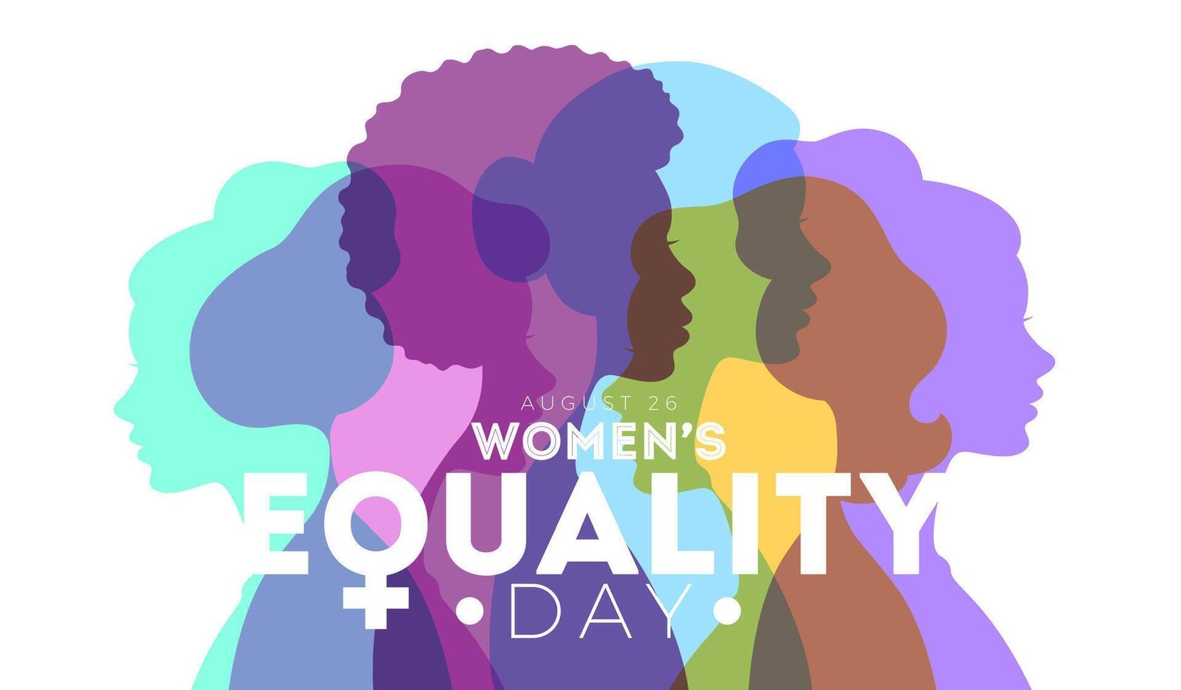 Women's Equality Day Banner Design August 26 National Female Holiday in United States. USA Celebration Template with Woman Face Silhouette on Clean Background for Flyer, Greeting Card, Web Banner vector