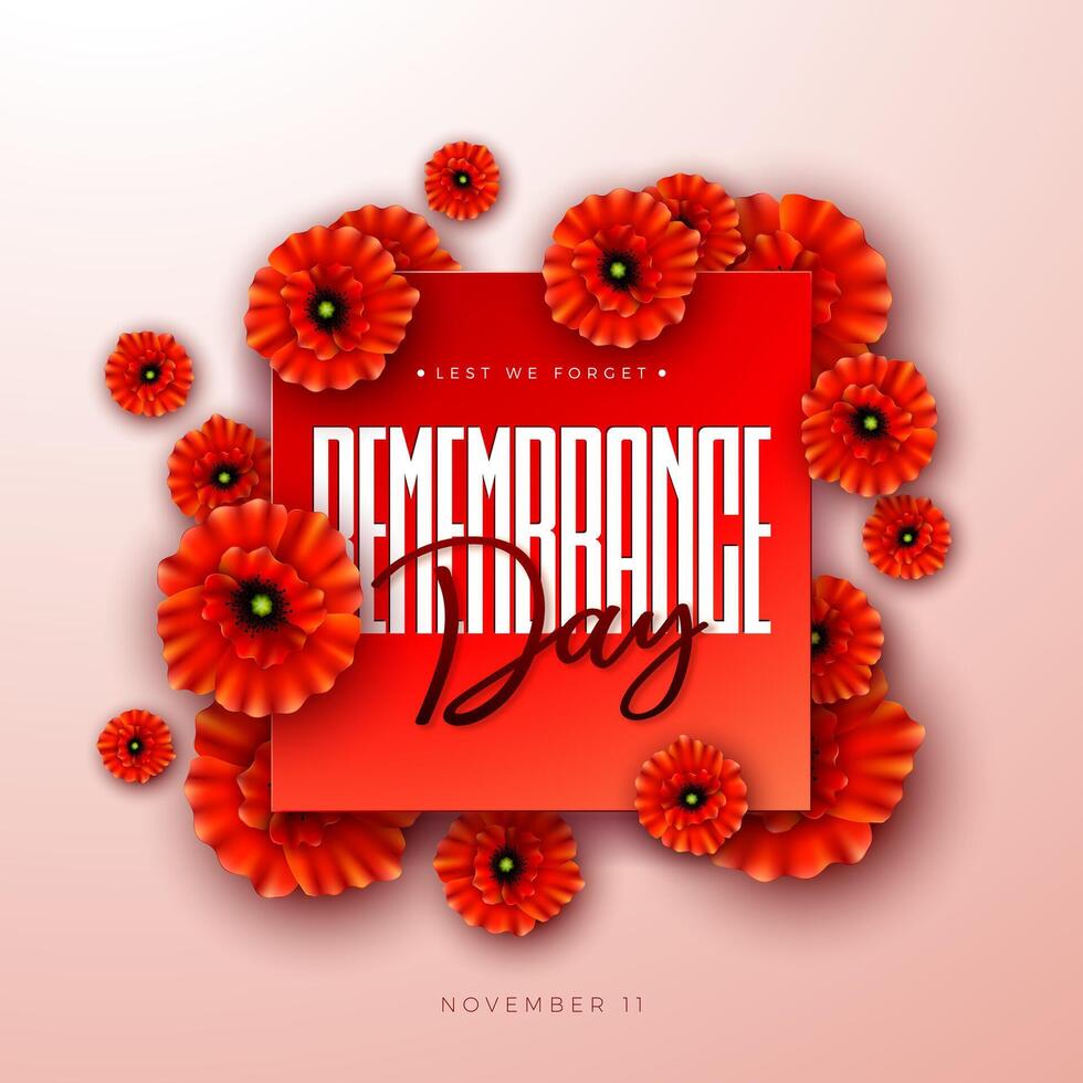 Red poppies for Remembrance Day vector