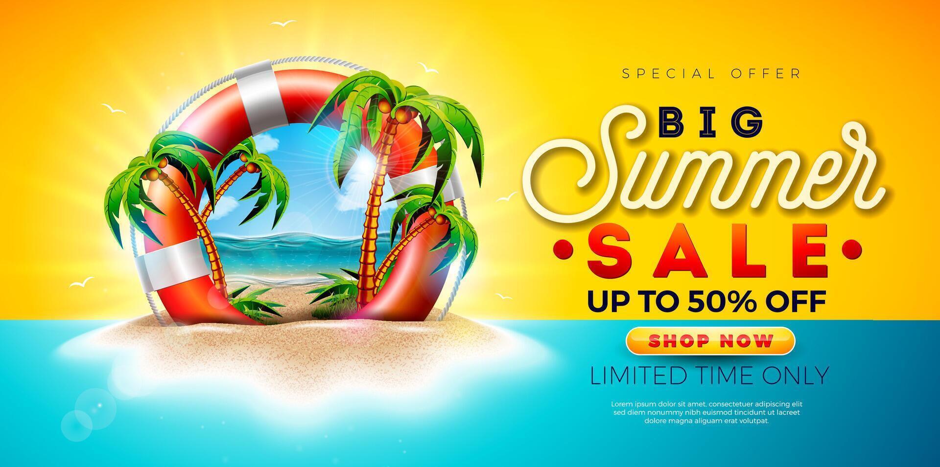 Big summer sale promotional banner vector