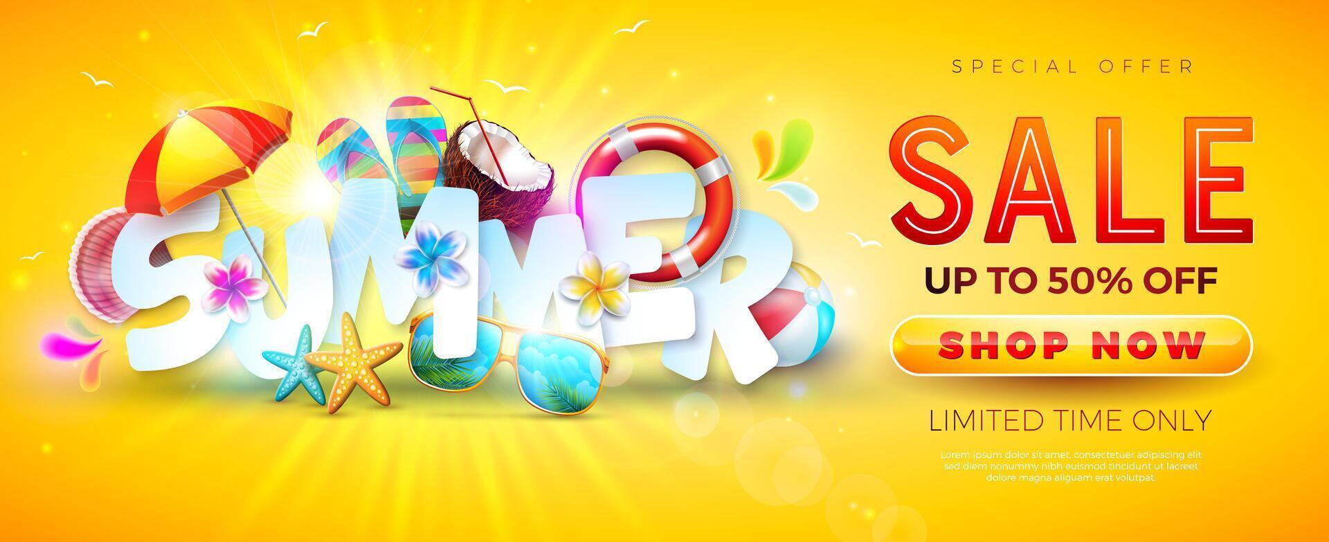 Colorful summer sale banner vector