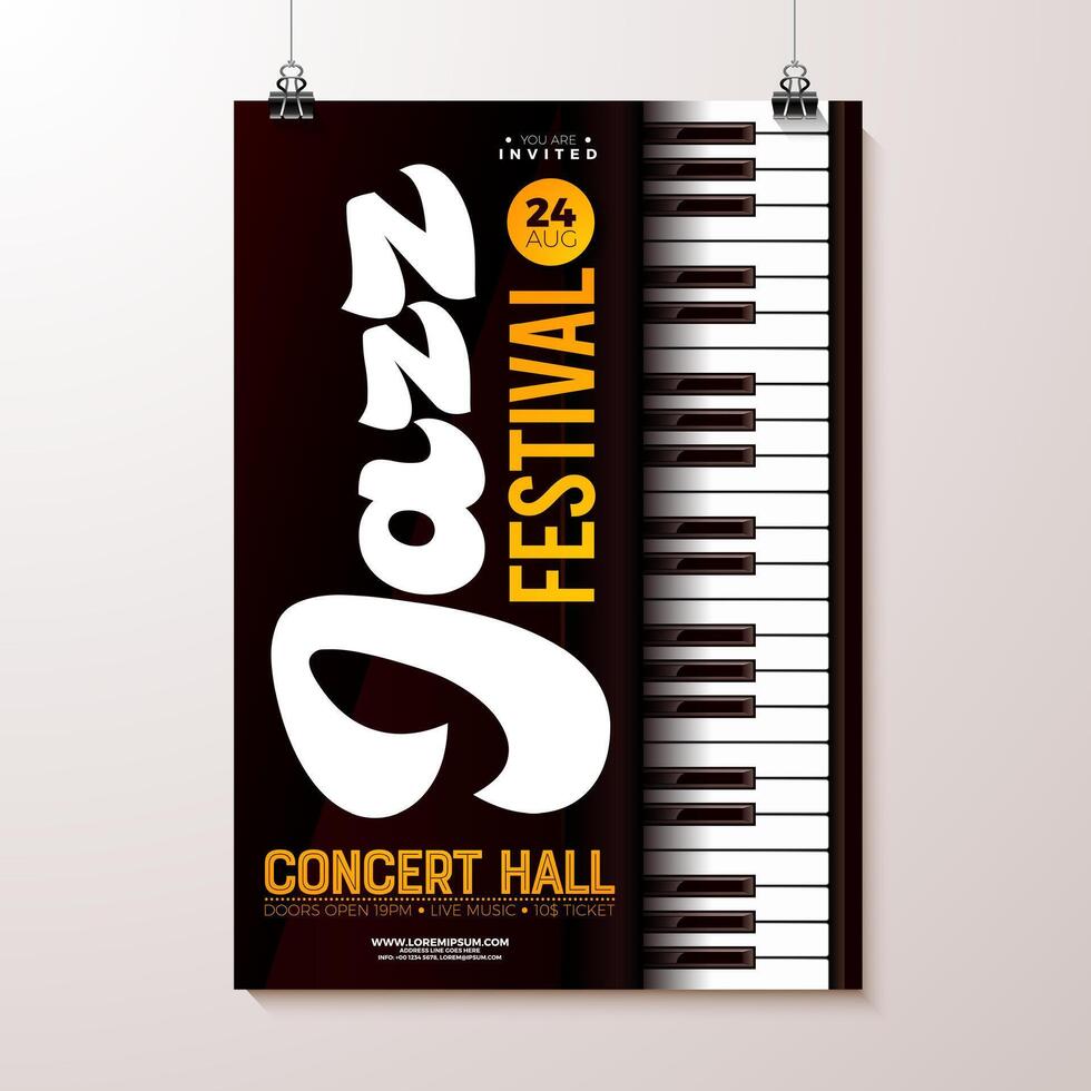 Jazz festival concert invitation design vector