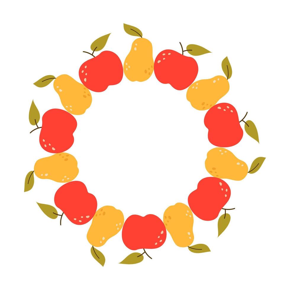 Autumn circle frame with apples vector