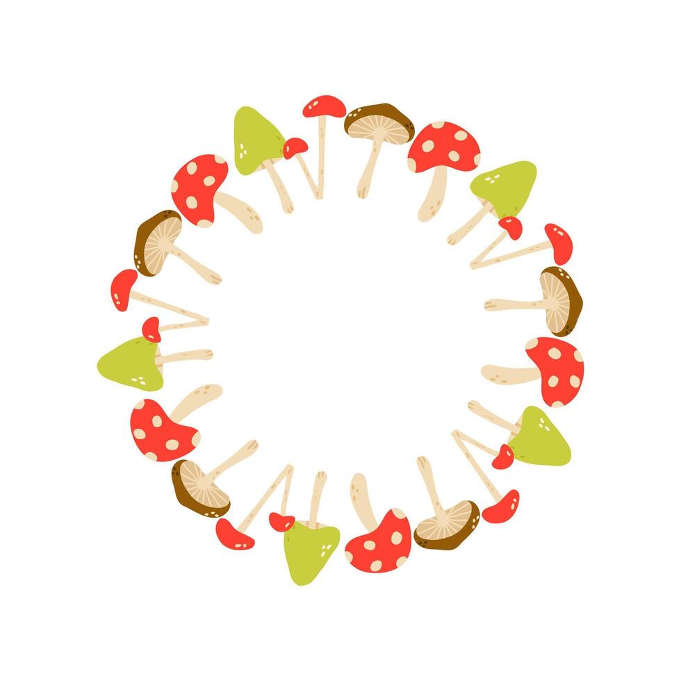 Autumn frame with mushrooms vector