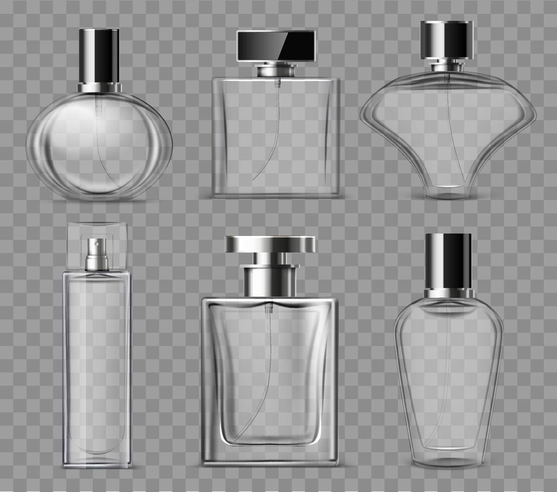 Realistic Empty Cologne Bottle Set vector