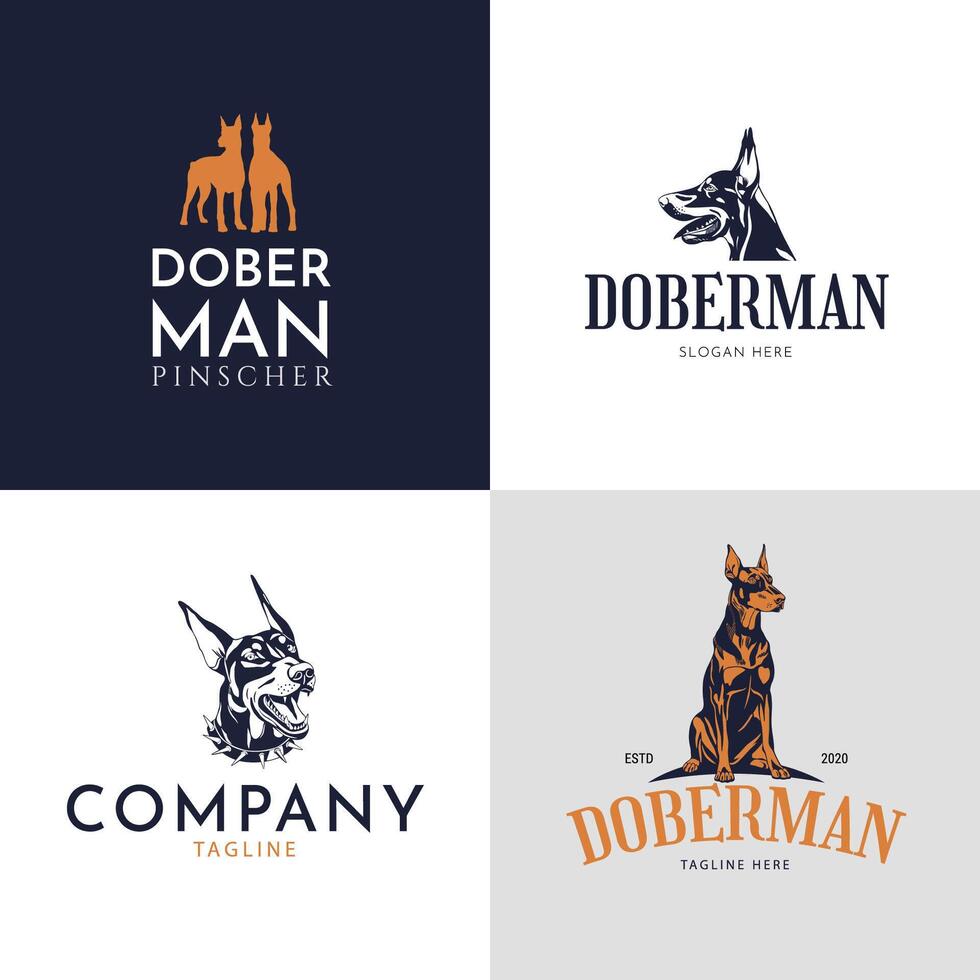 Doberman Pinscher Square Card Collection vector