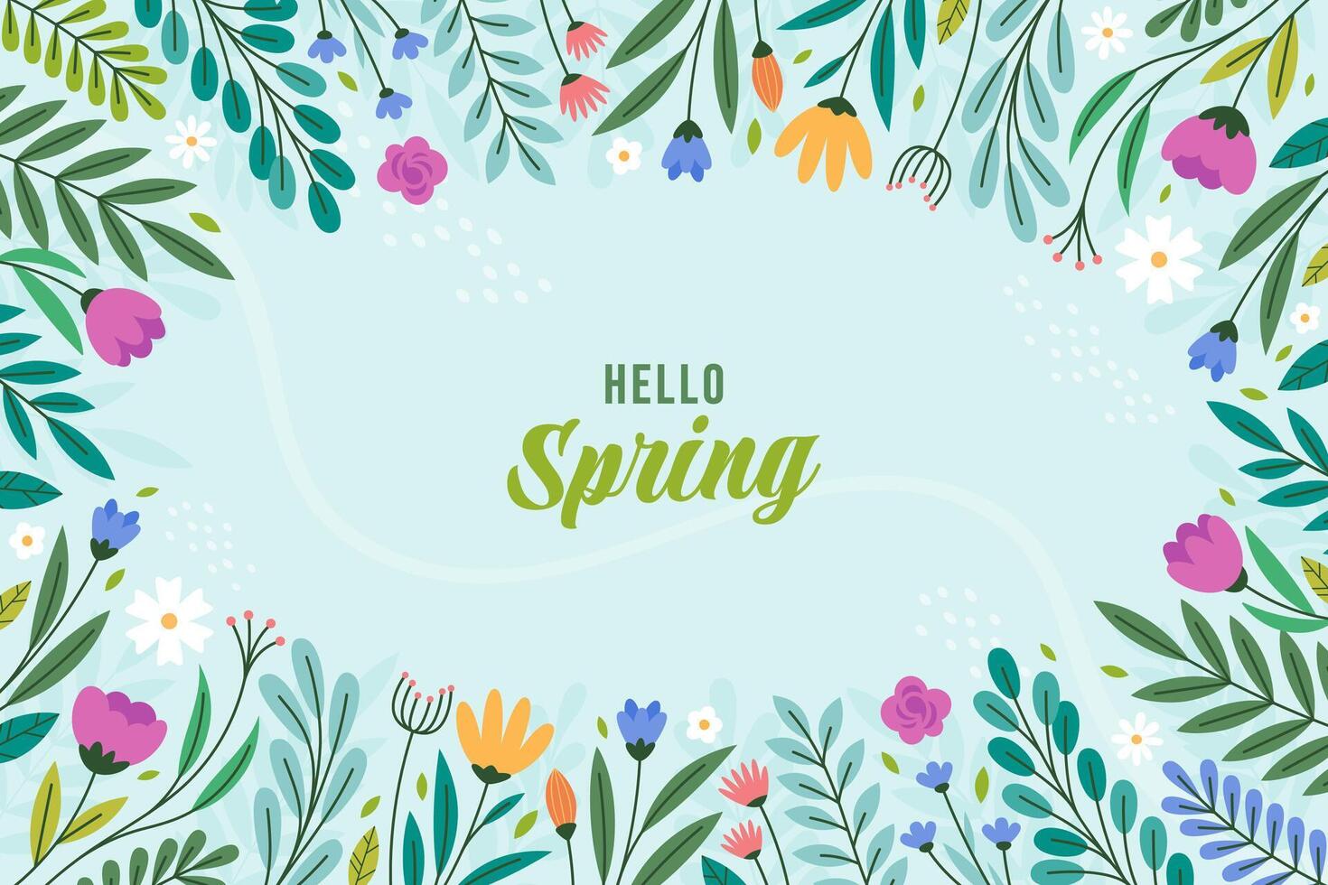 Flower leaves and berries Flat Composition vector