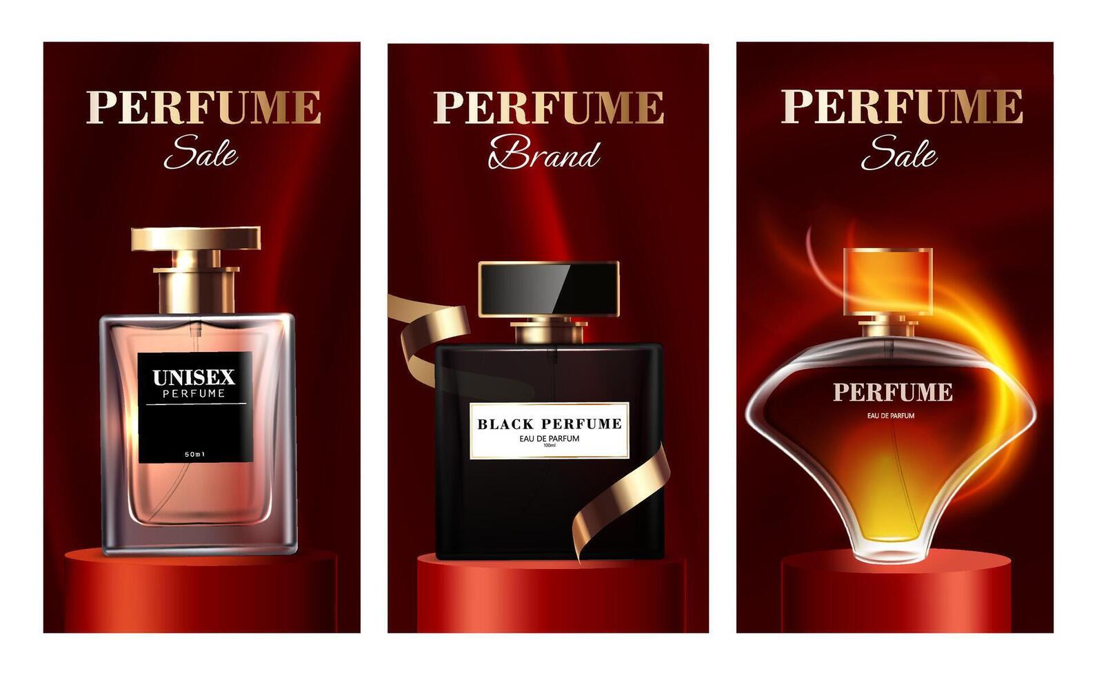 Collection of stylish perfume bottles vector