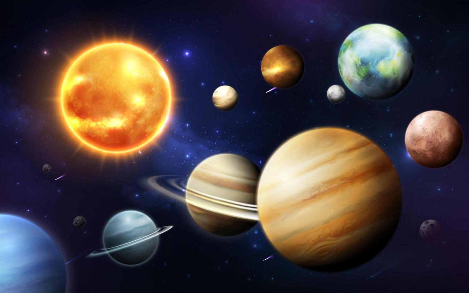 Planetary Alignment in the Solar System Background vector