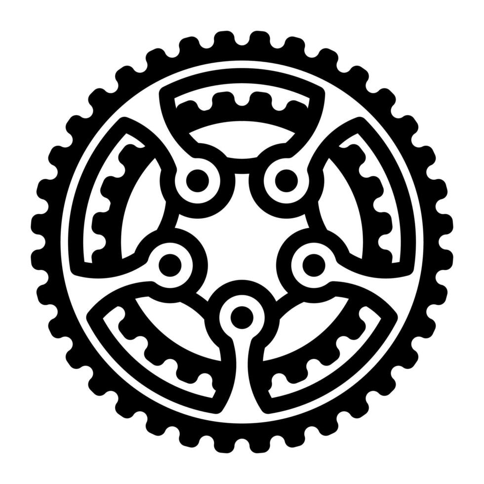 Single bicycle part of chainring icon line style clean outline vector