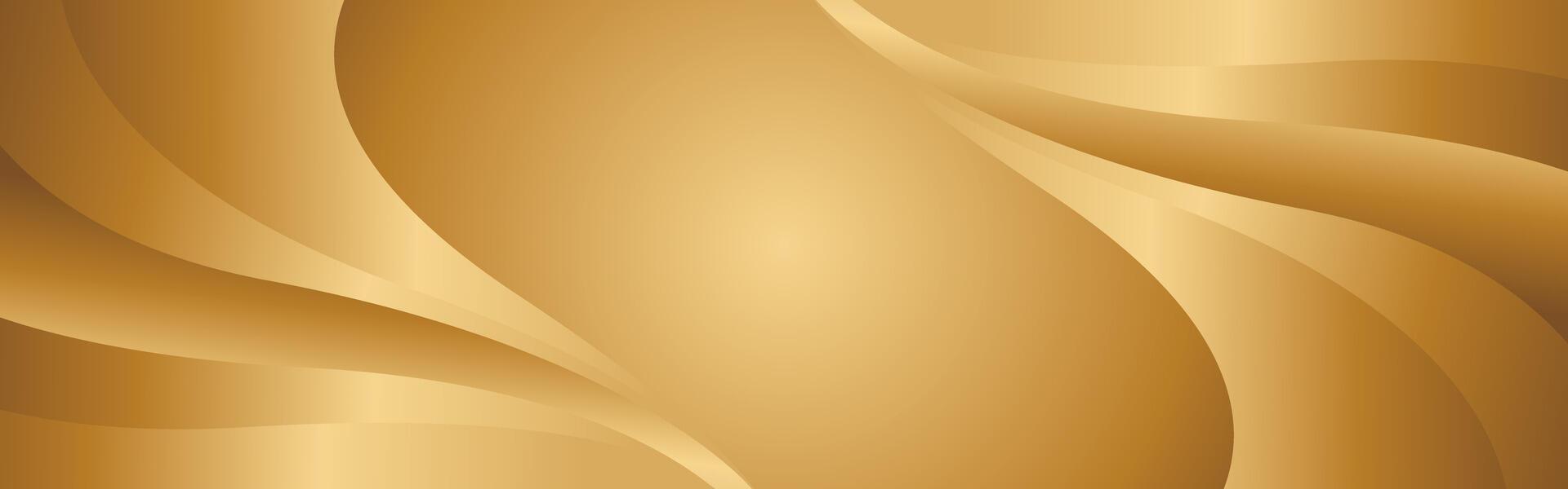 Simple abstract gold metallic wave design, banner background vector