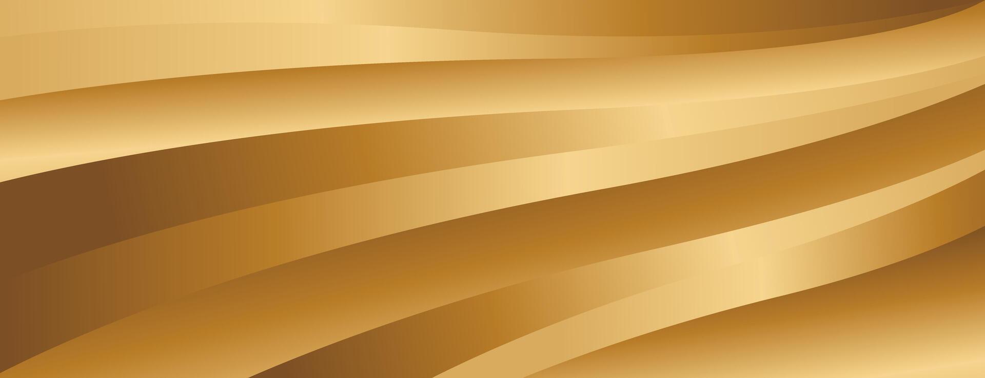 Elegant golden metallic wave design, banner background vector