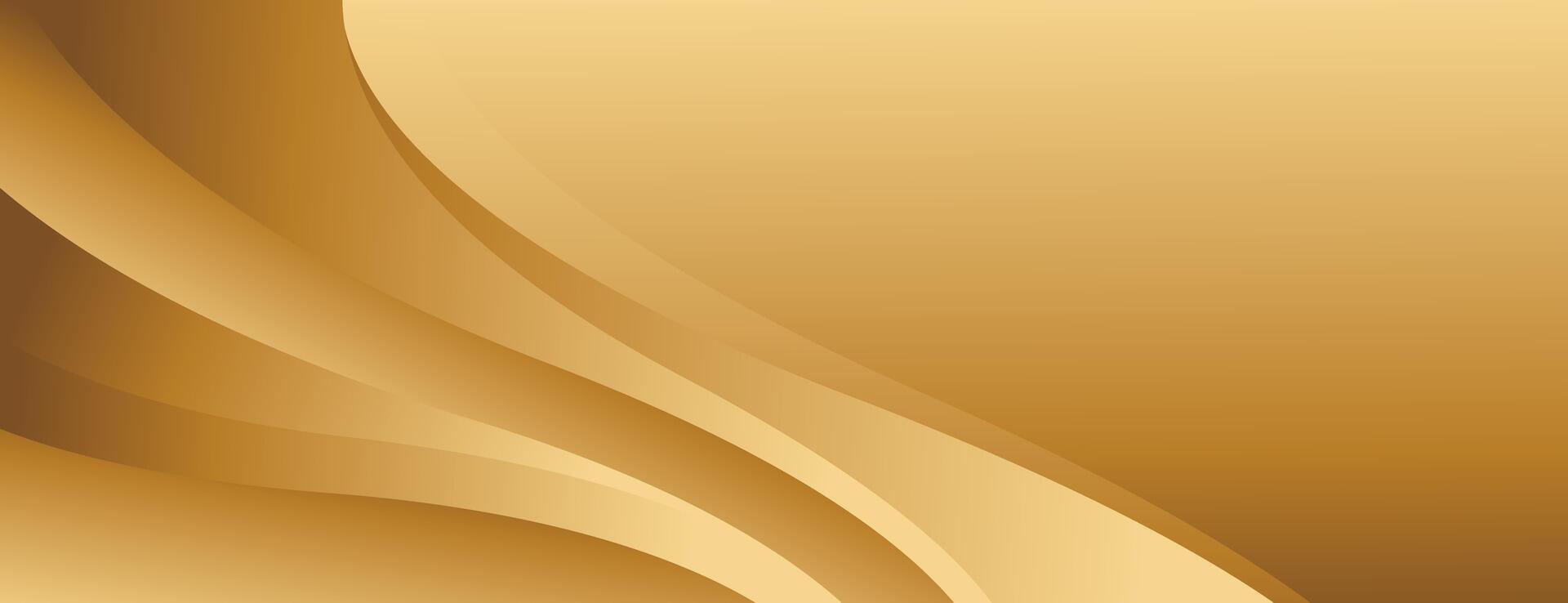 Abstract elegant golden metallic wave design, banner background vector