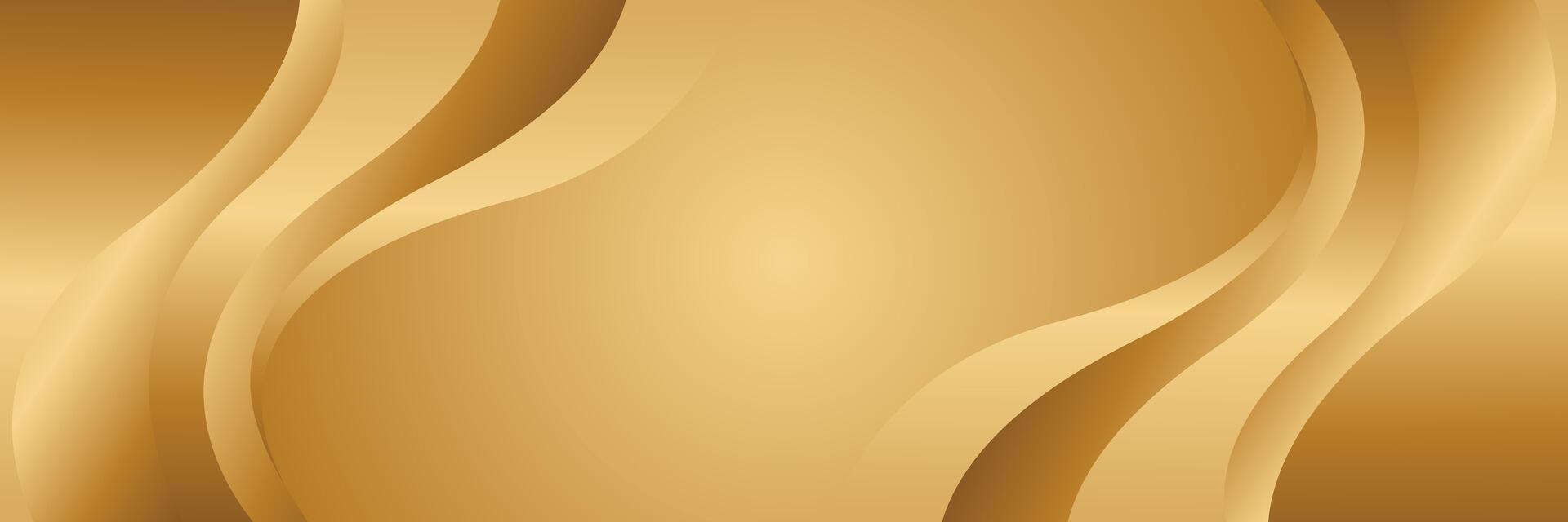 Abstract gold metallic wave design, banner background vector