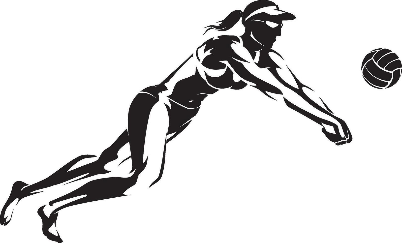 Volleyball Player, Shadowed Illustration vector