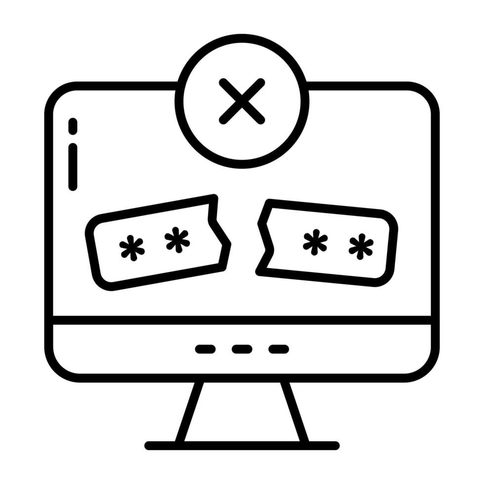 Perfect Linear design icon of wrong password vector
