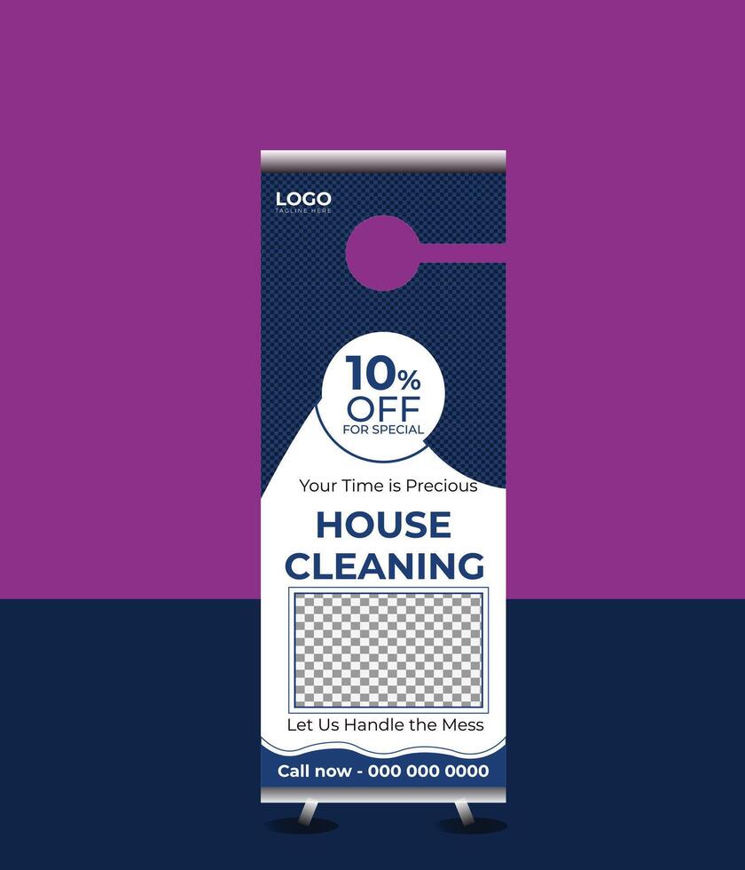 Professional Door Hanger Template for Cleaning Services vector