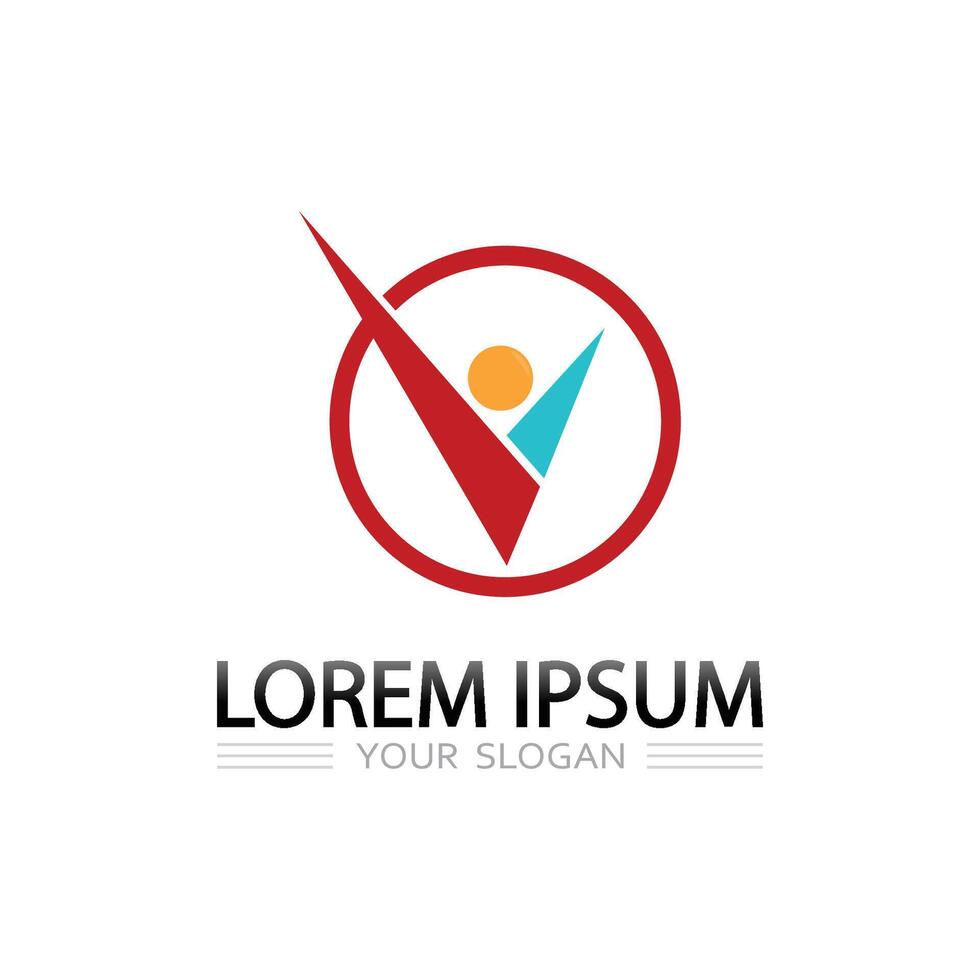 Flat Style Organization Logo with Team of People Working Together in Unity vector