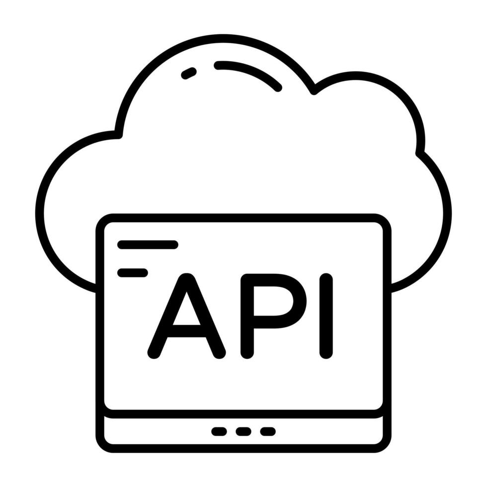 Trendy Linear design icon of cloud api vector