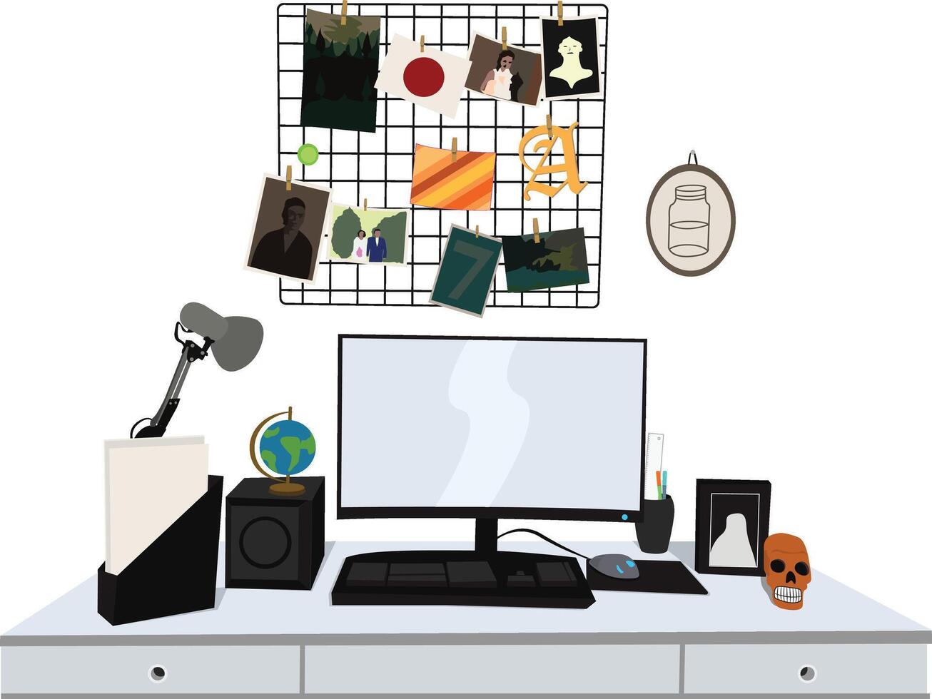 illustration of a computer desk vector