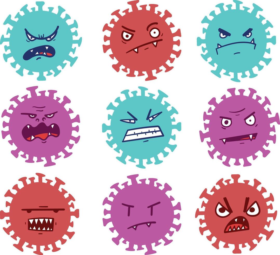 set of colorful viruses vector