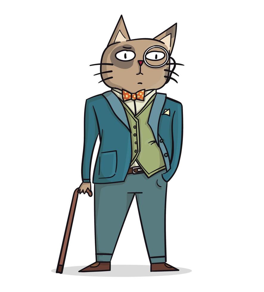 cool business cat wearing a suit vector