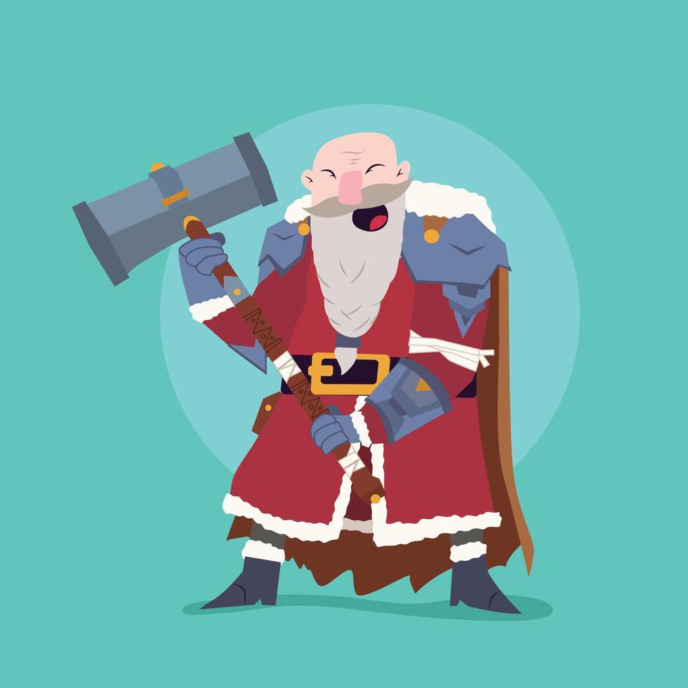 Santa Claus with medieval armor vector