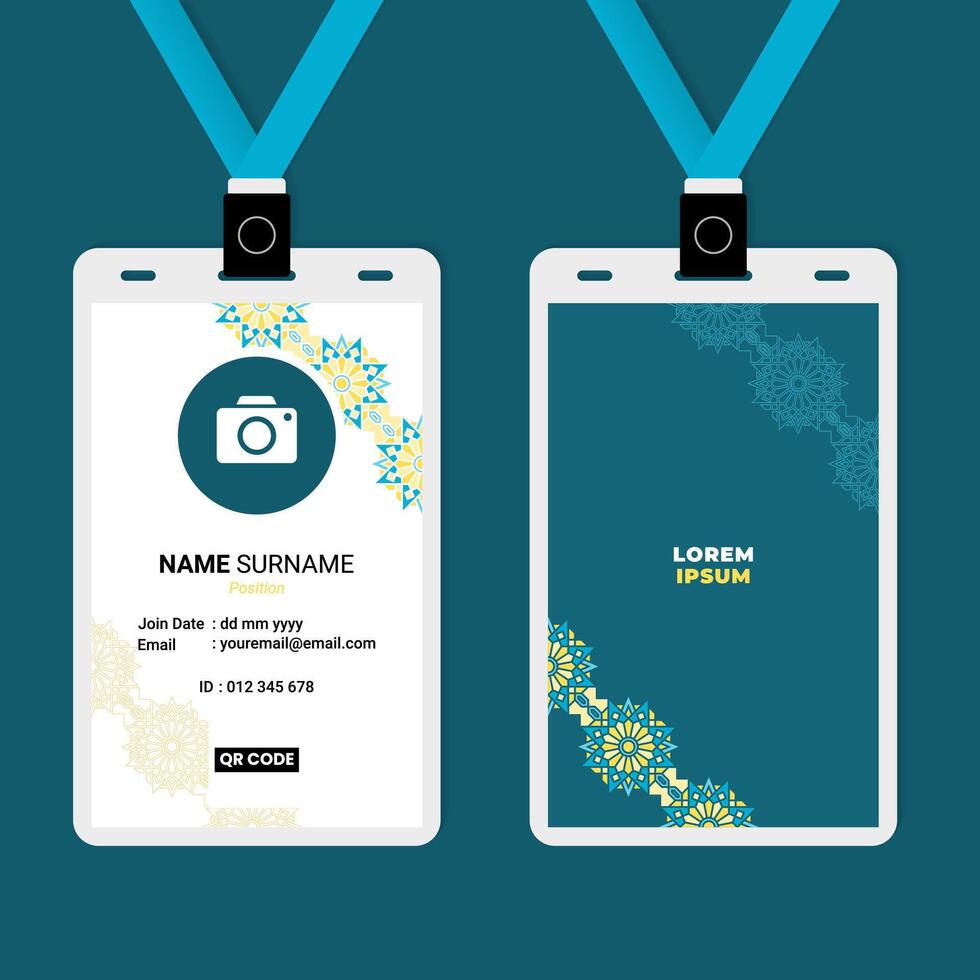 ID Card Design with Oriental Geometric Luxury Ornament Border on Diagonal Orientation vector