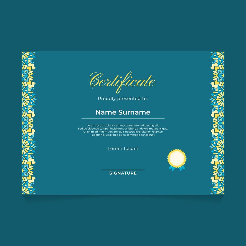 Certificate Template with Oriental Geometric Luxury Ornament Border vector