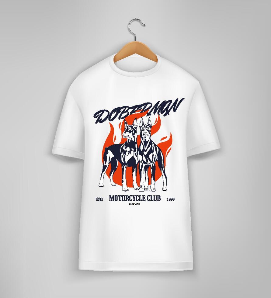 Doberman Motorcycle Club t-shirt design vector