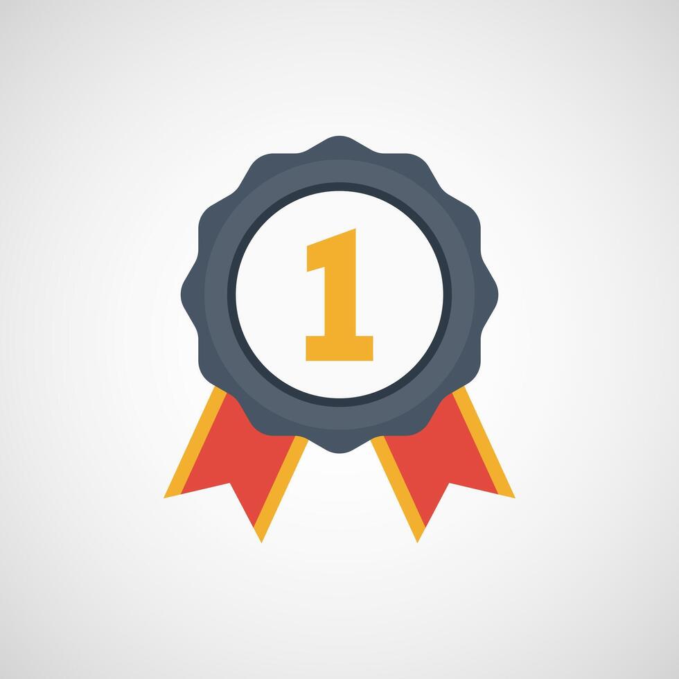 First place award ribbon with number one symbol isolated on white background vector