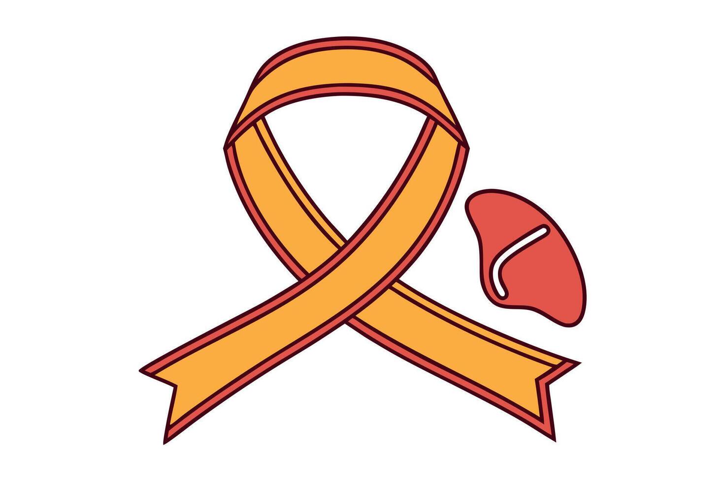 An orange ribbon with a heart on it vector