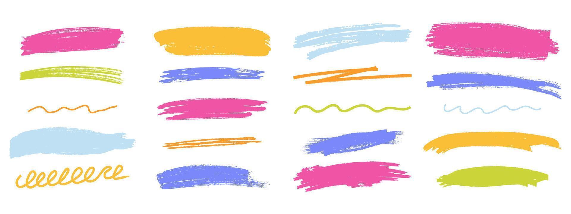 Charcoal pencil underline and scrawl lines. Rough grunge strokes, wavy and straight elements. vector