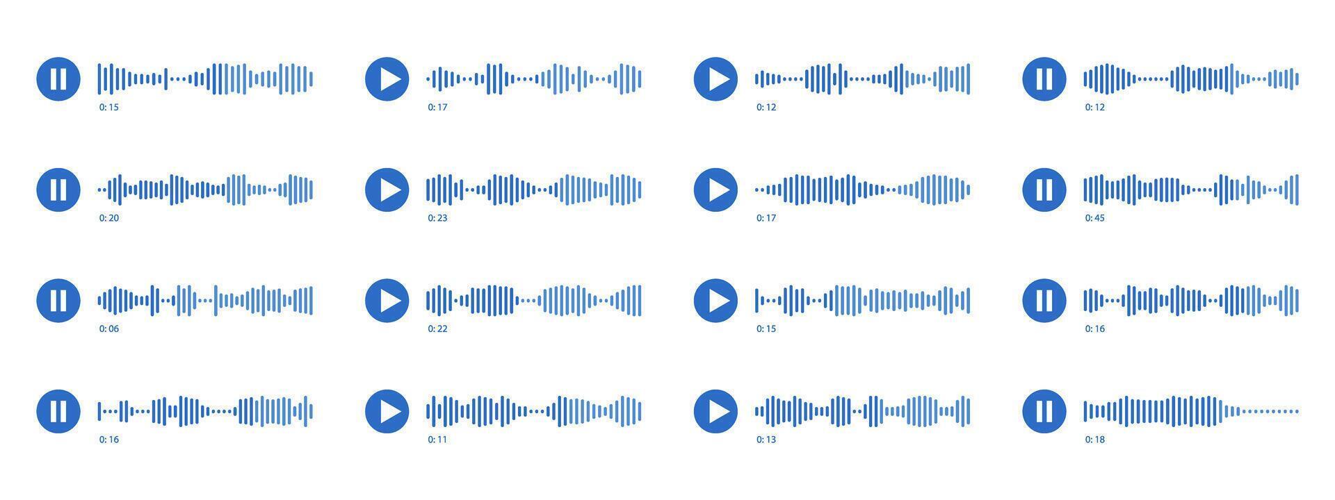 Voice memo interface elements. elements for music player, podcasts, mobile voice message, streaming. vector