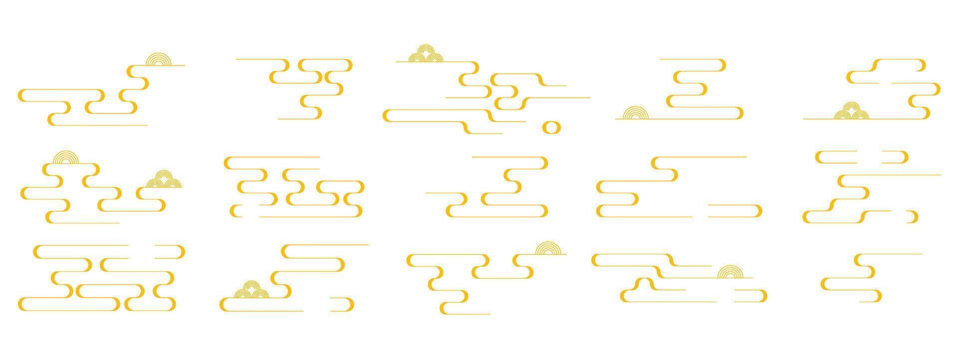 Traditional Japanese and Chinese cloud motifs. Asian ornamental patterns vector
