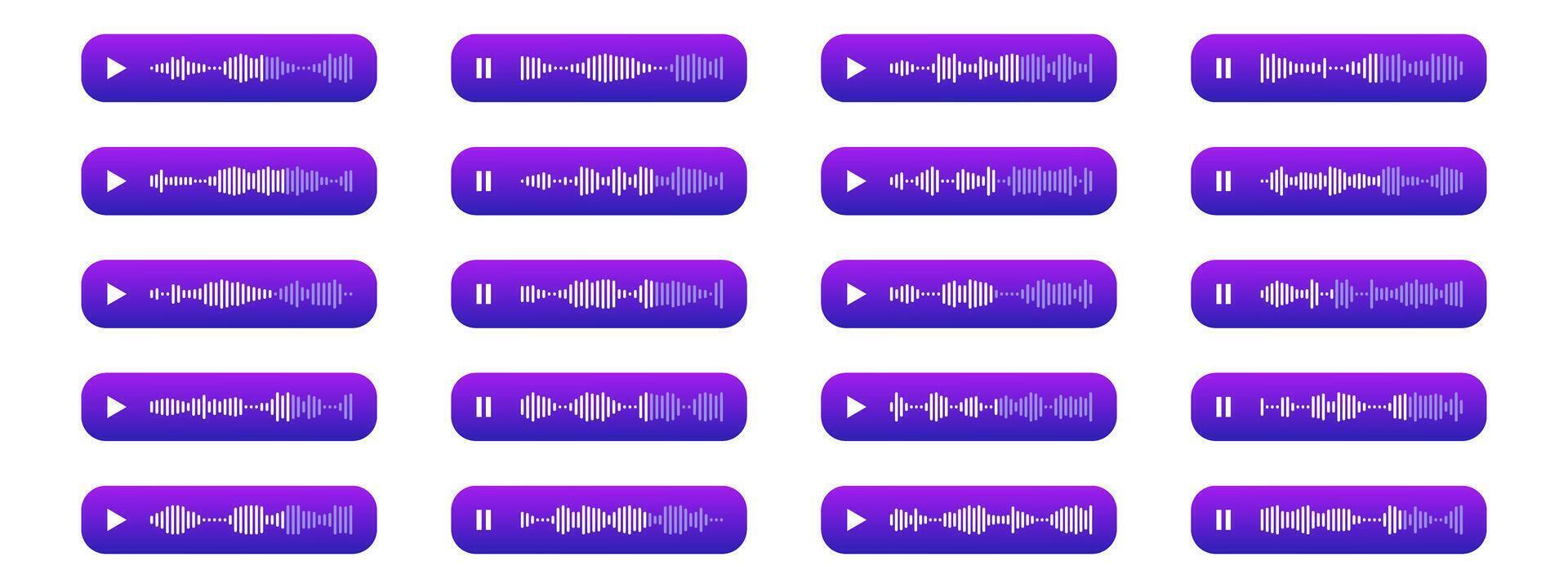 Audio player interface with sound wave visualization. Waveform pattern for music player, podcasts, mobile voice message, streaming vector