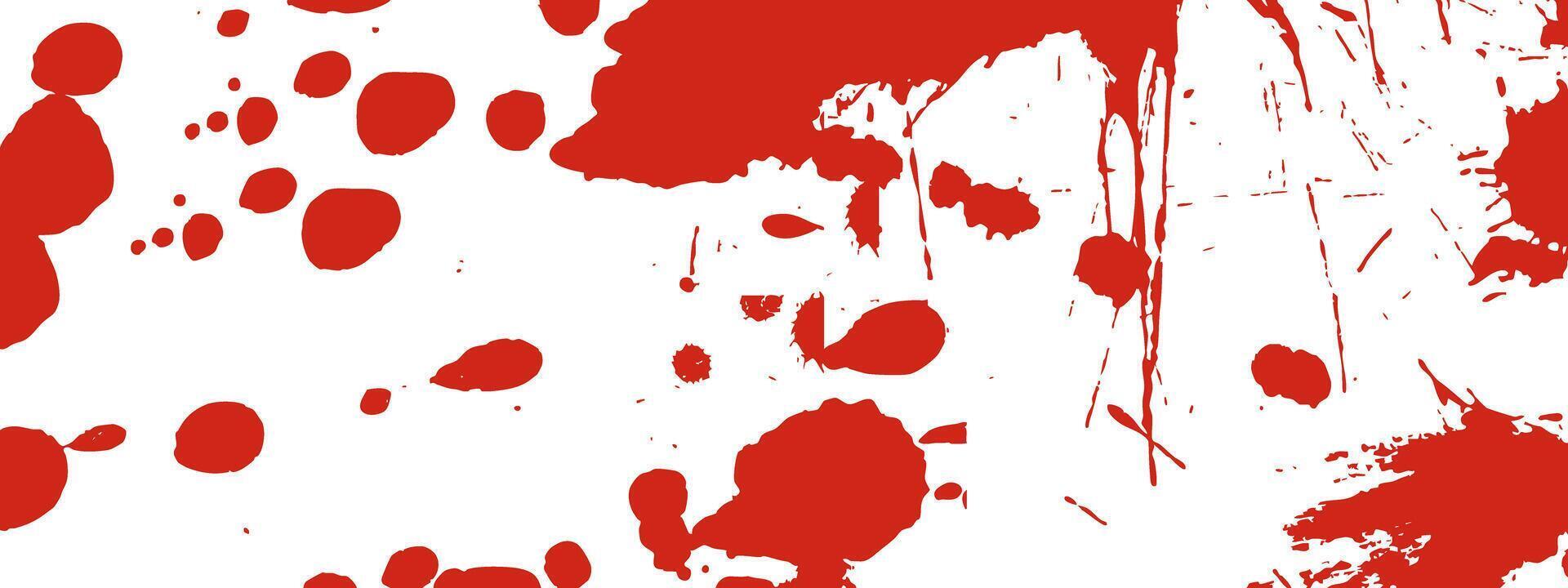 Blood streaks and blots texture. Red splashes, smudges, and spray stains for thriller or mystery themes vector