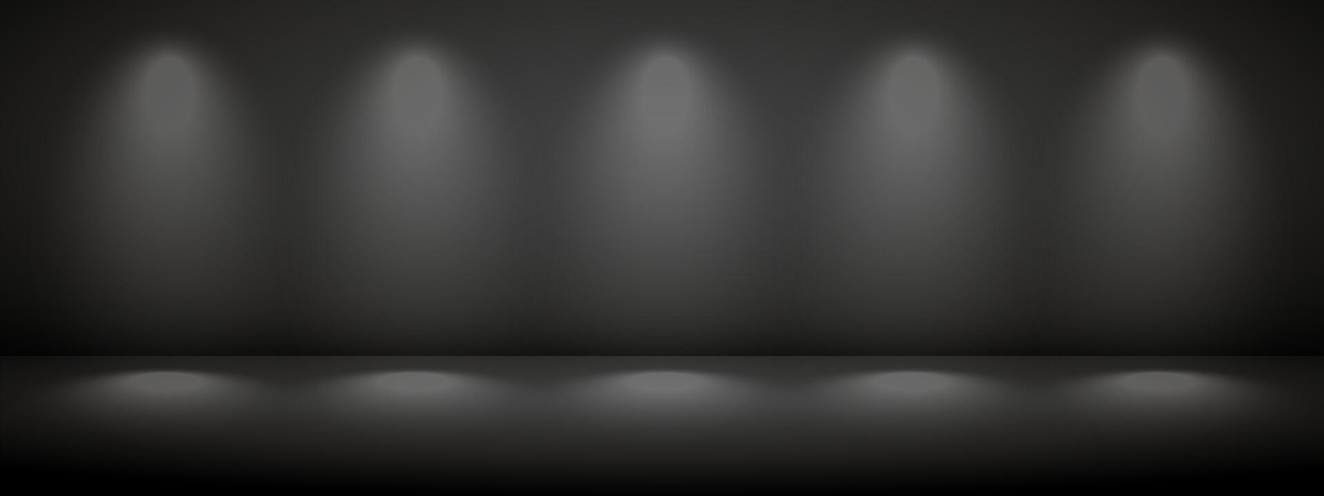Limbo black background with light shadow. Abstract studio gradient bg. Modern banner with empty space for advertising text. vector