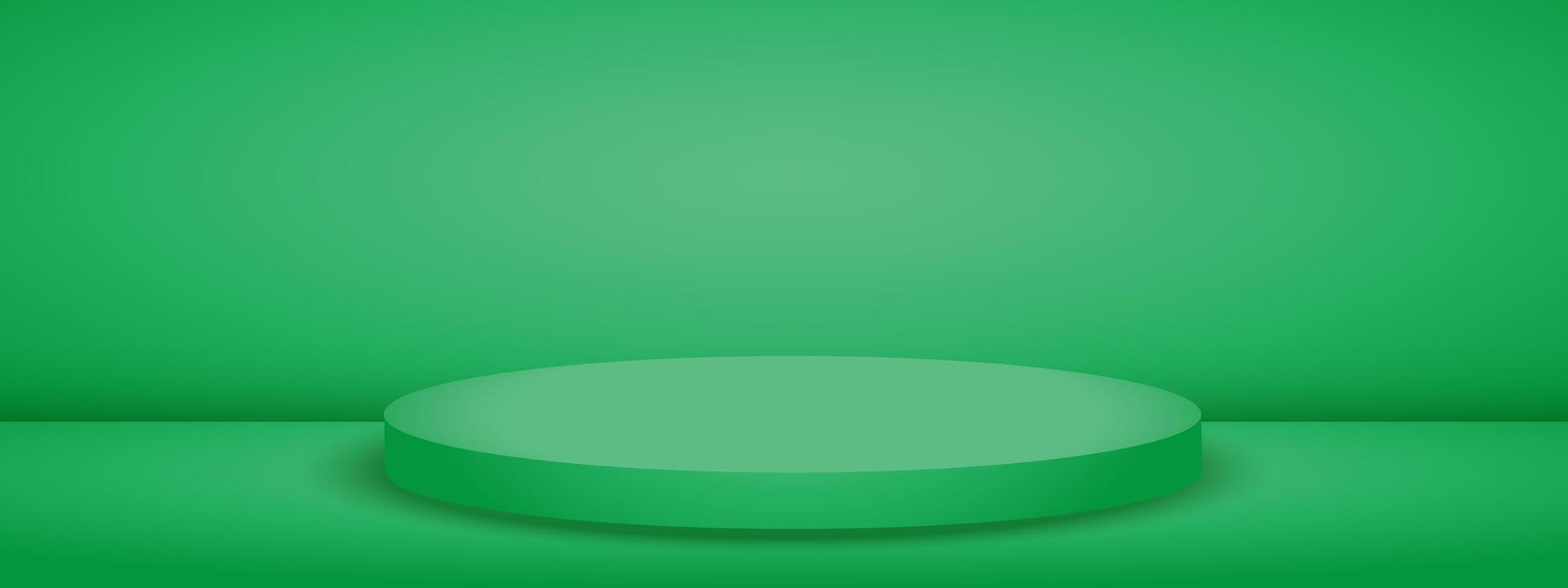 Green studio room with podium stage. Limbo light background. Abstract 3d bg with empty space for advertising text. vector