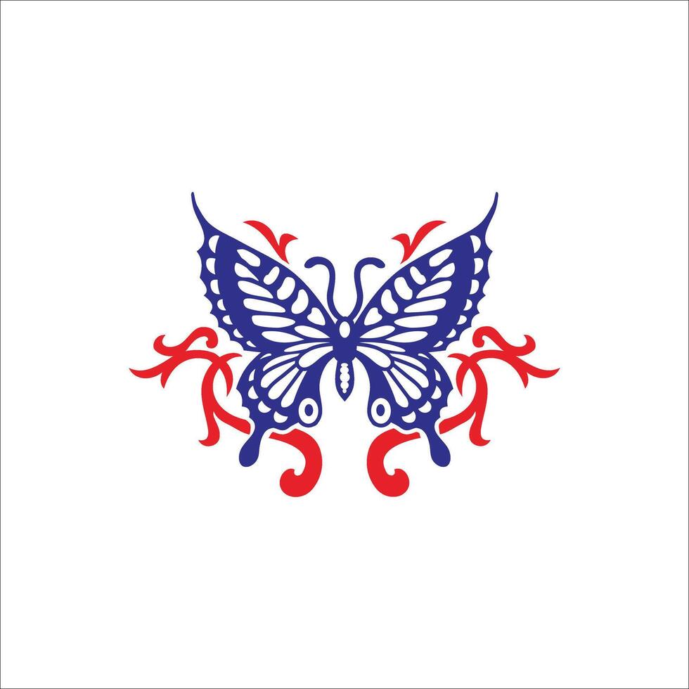 blue butterfly illustration decorated with tribal, this can be used as graphic design vector