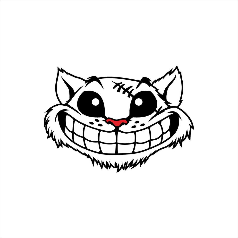 illustration of a strange and cute cat face on a white background, this can be used as a graphic design vector