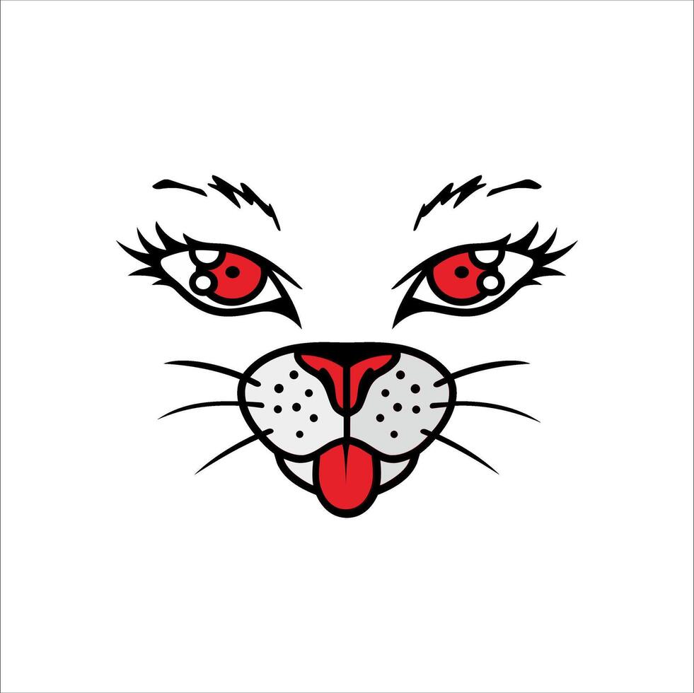Illustration of a cute cat face on a white background. Can be used as a graphic design. vector