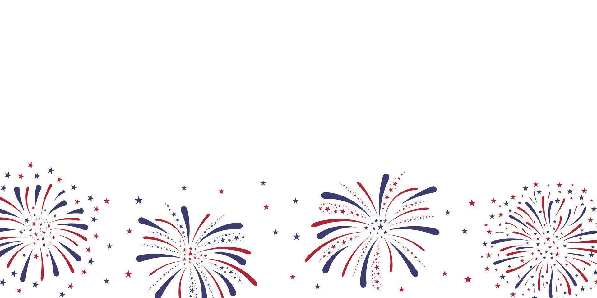 Fireworks background for Independence Day USA. July 4. Fireworks on white background. Web banner, greeting cards, web design. illustration vector