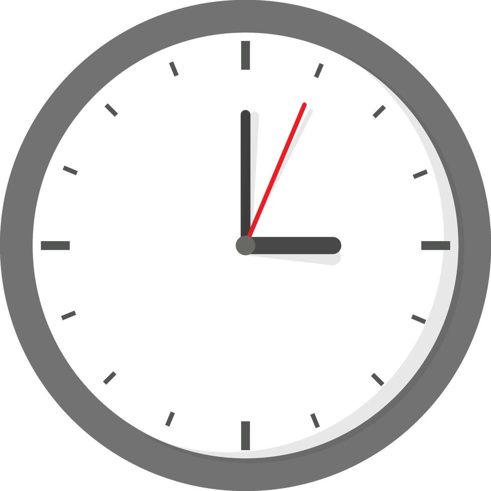 A clock with a red hand on a white background vector