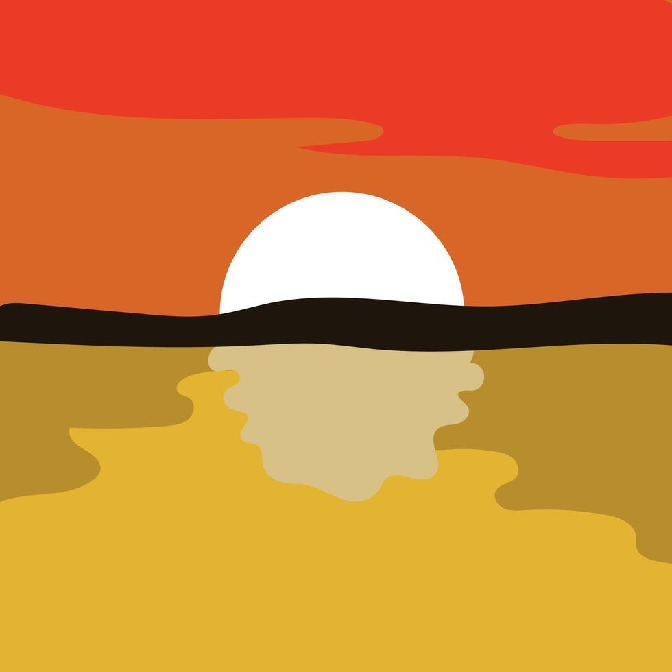 A sunset with a yellow, orange and red background vector