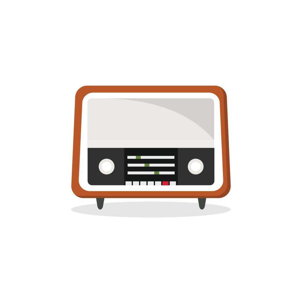 An old radio is shown on a white background vector