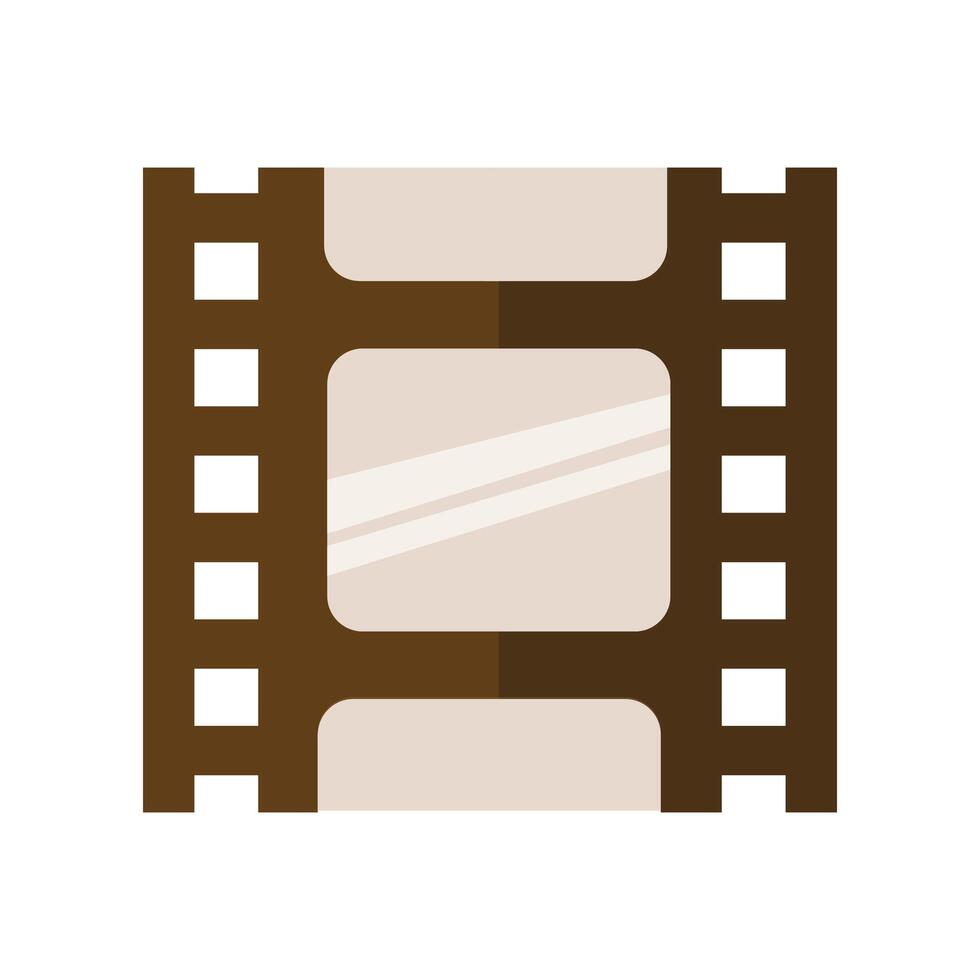 Film strip icon, flat design, brown and white vector